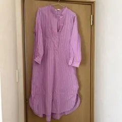 L'ELBIE ストライプ シャツワンピース