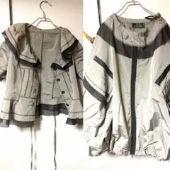 EIKO KONDO ロングジレ ラッフル コットンリネン 変形 ジップアップ