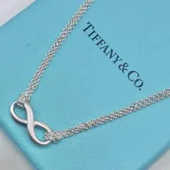 【希少デザイン】ティファニー　インフィニティ　ネックレス　ダブルチェーン　無限