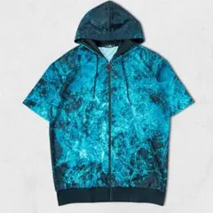NieR CLOTHING ニーア 半袖パーカー 青系 バブル柄 ハート