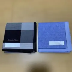 Calvin Klein チェック柄ハンカチ ネイビー - メルカリ