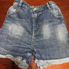 デニム ハーフパンツ フリンジ裾