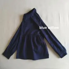 blue willow　ブルーウィロー　長袖シャツ　ネイビー　ペプラム