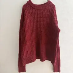 Time and Tru ケーブル編み セーター クルーネック 長袖 M レッド