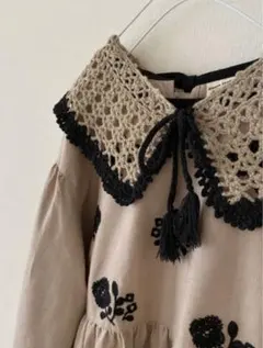 【新品】SM2 手編み バイカラーニットつけ襟 ベージュ×黒