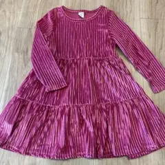 ピンク　ベロア　ワンピース　4Y