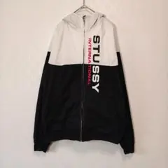 希少⭐︎STUSSY バイカラー ロゴ フードジャケット