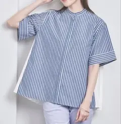 美品 ユナイテッドアローズ バックプリーツ 五分袖 ブラウス 38 白 