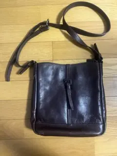 [本革] Paul Stuart ダークブラウン レザー ショルダーバッグ