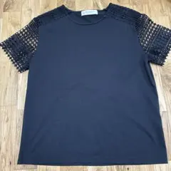 BEAUTY&YOUTH レース切替 半袖Tシャツ ブラックのサムネイル