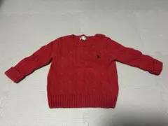 ラルフローレン ケーブルニット セーター レッド 12M コットン100％