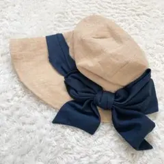 カシラ リネン 帽子 リボン キャスケット オレンジ