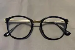 Ray Banレイバンオーバル型 ブラックフレーム メガネ　黒×ゴールド
