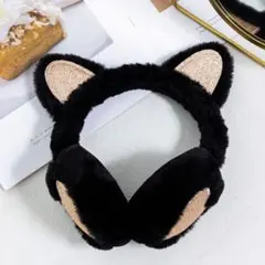 귀마개, 고양이 귀, 귀마개, 아동용, 플러피, 글리터 하트, 방한, 블랙