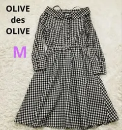 【OLIVE des OLIVE】ギンガムチェック柄オフショルダーワンピース　M