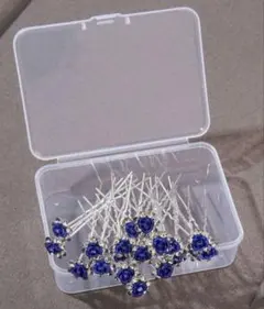 ヘアピン5本　ウェディングアクセサリー　 入学式　卒業式　ネイビーの小花デザイン