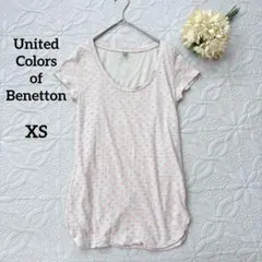 ユナイテッドカラーズオブベネトン　UネックTシャツ　ネオンピンク　魚柄　コットンのサムネイル