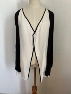 東京スタイル@ホワイト/ブラック ラップスタイル カーディガン