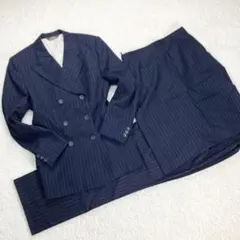 豪華３点セット　ポールスチュアート　セットアップ　ダブル　スーツ　ストライプ　紺