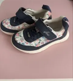 【ほぼ新品】花柄 ネイビー スニーカー