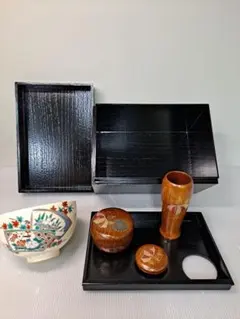 茶箱 桐材 掻合塗 セット