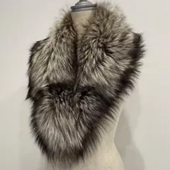 フォックス　ファーショール FOX 毛皮　高級　成人式　シルバー　A2