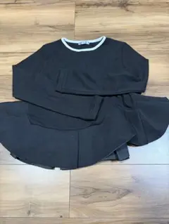 ペプラム　黒　ブラックフリル長袖トップス Sサイズ