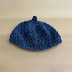 ネイビー 編み物 ベレー帽