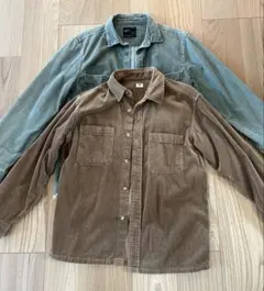 コーデュロイ長袖シャツ 2色セット　ZARA カーキUNIQLO ブラウン