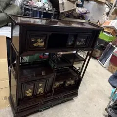 逸品】螺鈿細工 蒔絵 飾り棚 茶棚 和家具 アンティーク 漆塗り - メルカリ