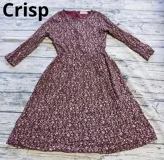 Crisp　クリスプ　小花柄ワンピース　くすみカラー　レッド　上品　膝丈　爽やかのサムネイル