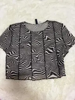 H&M DIVIDED ゼブラ柄 メッシュトップス