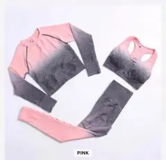 新品で快適な女性用ヨガ3点セット(ピンクグレー) サイズ---(M,)