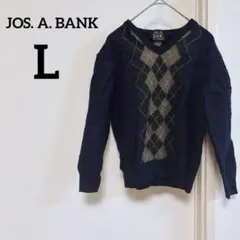 メリノウール 100% JOS. A. BANK 【L】 ニット　ネイビー　短め