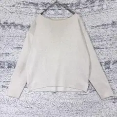 オペークドットクリップ ボートネック ラメニット アイボリー S 春秋冬 S