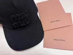 Miu Miu ミュウミュウ ブラック デニム キャップ ダメージ加工 M