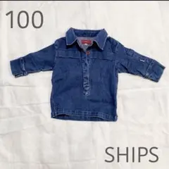 SHIPS キッズ デニムトップス 7分袖 オシャレ 100cm 男の子 お洒落
