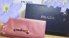 箱付き♡プラダリボン長財布♡ローズピンク