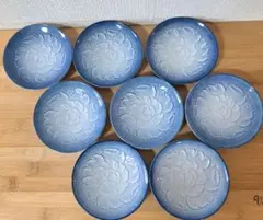 お値下 有田焼 萬永窯　青色　花柄　小皿 8枚セット