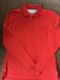 TOMMY HILFIGER M レッド 長袖ポロシャツ