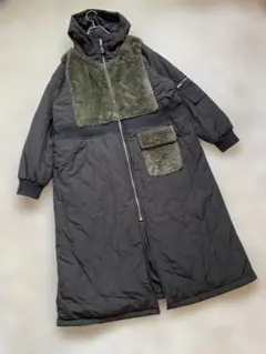 美品✨HUG.U リバーシブル ロング中綿コート ボア×キルティング アウター