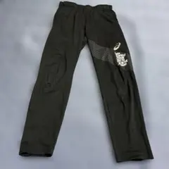 asics ブラックパンツ ストライプデザイン