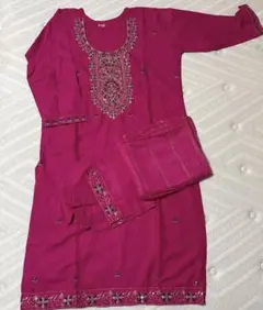 インドSUMIT FASHION ROHIT クルタ セットアップ ピンク 刺繍