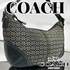 美品 COACH コーチ ホーボー ワンショルダーバッグ シグネチャー ブラック