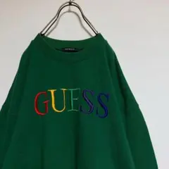 希少 GUESS マルチログ レインボー スウェット トレーナー