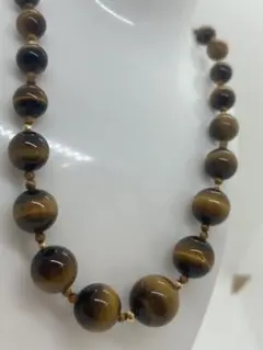 タイガーアイ ネックレス 約63cm 花モチーフ