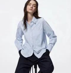 GU バックボタンストライプシャツ　　S