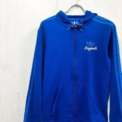 アディダス オリジナルス ジップパーカー フードつき ブルー - メルカリ