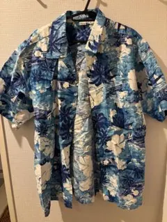 アロハシャツ 青系 花柄
