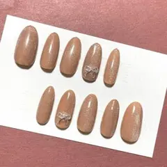 ウォームベージュラメネイルチップ10個セット
